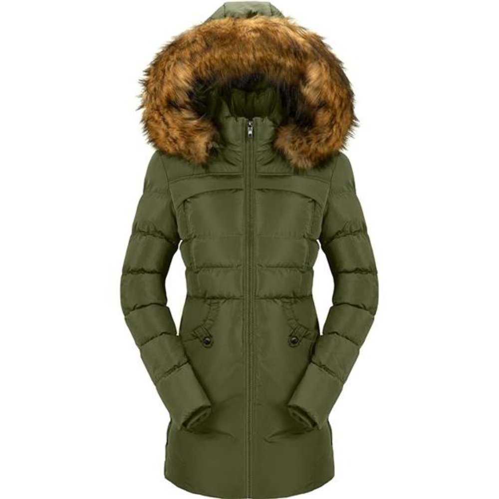 Women's Winter Puffer Coat Heavy Warm Long Parka Down Jacket with Fur Hood